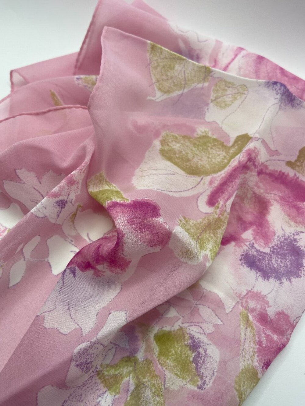 Vintage Vera 60's to 70's Scarf Watercolor Style Floral 100% Polyester Japan